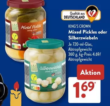 Mixed Pickles oder Silberzwiebeln