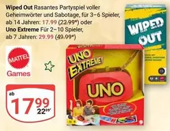 Mattel - Wiped Out Rasantes Partyspiel, Uno Extreme