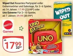 Mattel - Wiped Out Rasantes Partyspiel, Uno Extreme