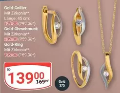 Gold - -Collier, -Ohrschmuck, -Ring