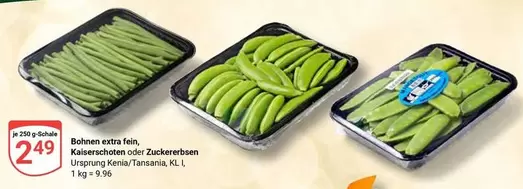 Bohnen extra fein, Kaiserschoten oder Zuckerschoten