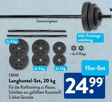 Langhantel-Set, 20 kg
