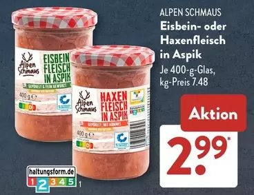 Eisbein- oder Haxenfleisch in Aspik