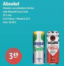 Absolut Oder Bacardi Coca-Cola 10% Vol. 