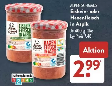 Eisbein- oder Haxenfleisch in Aspik