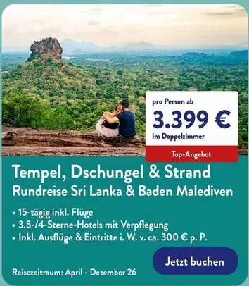 Baden - Tempel, Dschungel & Strand Rundreise Sri Lanka & Malediven