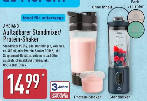 Ideal - Aufladbarer Standmixer/ Protein-Shaker