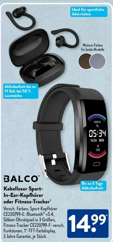 Ideal - Kabelloser Sport-In-Ear-Kopfhörer oder Fitness-Tracker