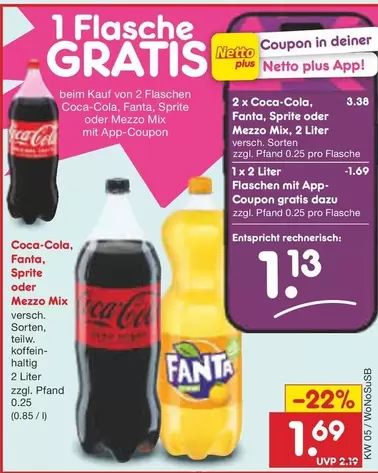 Coca Cola - Fanta, Sprite oder Mezzo Mix