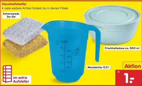 Scheuerpads, Frischhaltedose, Messbecher