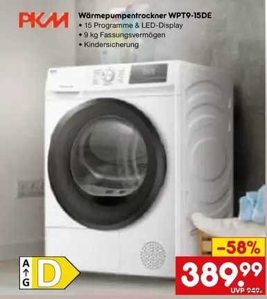 Wärmepumpentrockner WPT9-15DE