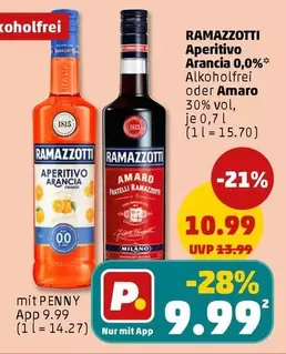 Ramazzotti - Aperitivo Arancia 0,0% Alkoholfrei oder Amaro