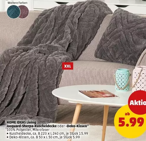 Jacquard-Sherpa-Kuscheldecke oder-Deko-Kissen