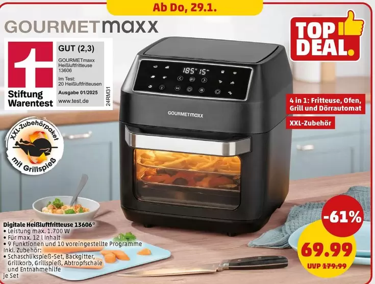 4 in 1: Fritteuse, Ofen, Grill und Dörrautomat