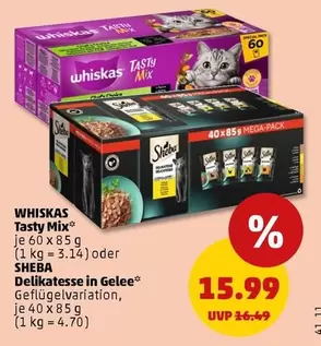 Whiskas - Tasty Mix oder Delikatesse in Gelee