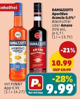 Ramazzotti - Aperitivo Arancia 0,0% Alkoholfrei oder Amaro