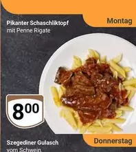 Pikanter Schaschliktopf mit Penne Rigate