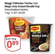 Maggi - 5 Minuten Terrine oder Magic Asia Instant Noodle Cup