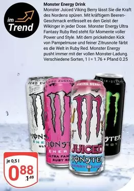 Monster - Juiced Viking Berry, Ultra Fantasy Ruby Red