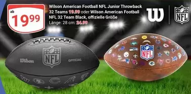 American Football NFL Junior Throwback 32 Teams or NFL 32 Team Black