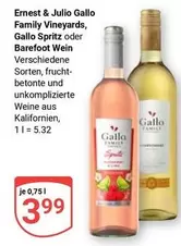 Sprite - Family Vineyards, Gallo Spritz oder Barefoot Wein