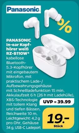 Panasonic - In-ear Kopfhörer weiß RZ-B110W*