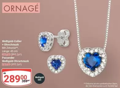 Gold - Weißgold-Collier + Ohrschmuck