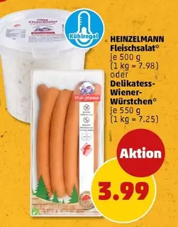 Fleischsalat oder Delikatess-Wiener-Würstchen