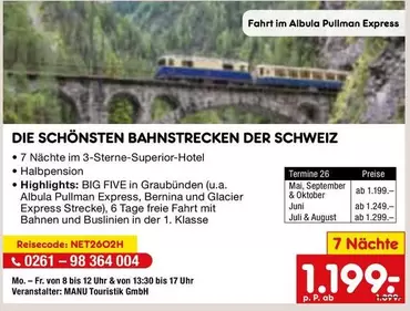 DIE SCHÖNSTEN BAHNSTRECKEN DER SCHWEIZ
