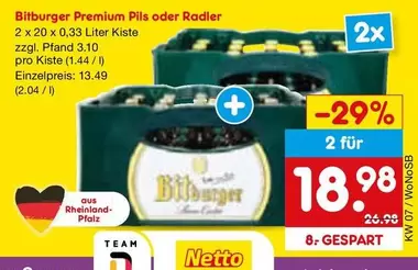 Bitburger - Premium Pils oder Radler