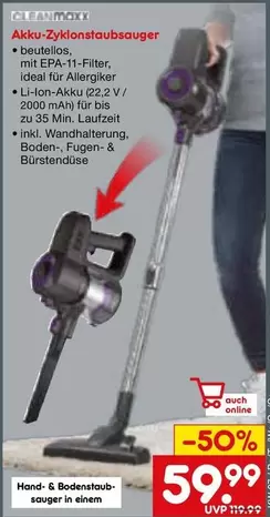 Ideal - Akku-Zyklonstaubsauger