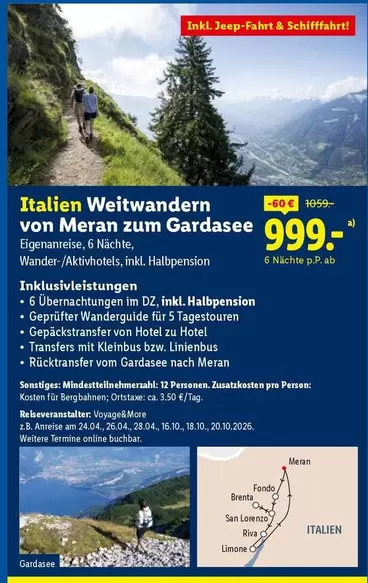 Italien Weitwandern von Meran zum Gardasee