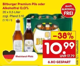 Bitburger - Premium Pils oder Alkoholfrei 0,0%