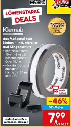 das Maßband zum Kleben - inkl. Abroller und Klingenschutz