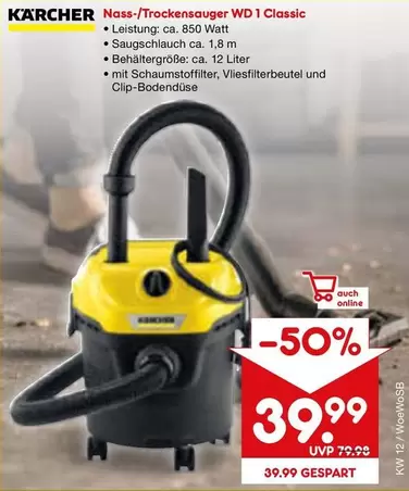 Karcher - Nass-/Trockensauger WD 1 Classic