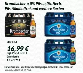 Krombacher -  o,0% Pils, 0,0% Herb, Pils Alkoholfrei und weitere Sorten