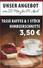 Tasse Kaffee & 1 St
uevock Himbeerschnitte