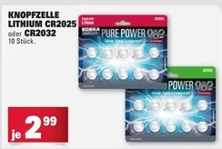 Lithium - KNOPFZELLE LITHIUM CR2025 oder CR2032
