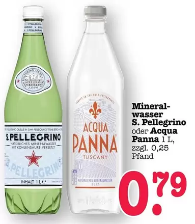 Mineralwasser S. Pellegrino oder Acqua Panna