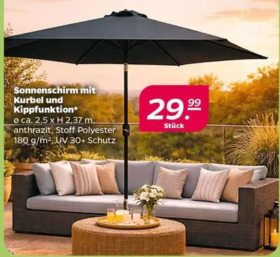 Sonnenschirm mit Kurbel und Kippfunktion