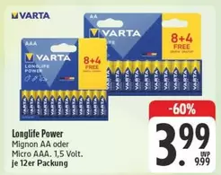 Varta - Longlife Power Mignon AA oder Micro AAA