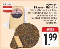 Blüten- oder Pfefferkäse, österreichischer Schnittkäse mit Heumilch, 50 % Fett i. Tr., aromatisch
