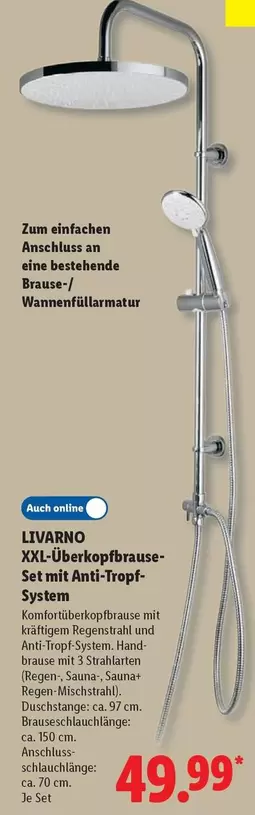 Hand - XXL-Überkopfbrause-Set mit Anti-Tropf-System