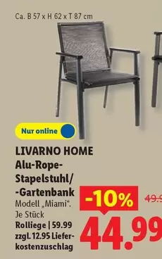 Alu-Rope-Stapelstuhl/ -Gartenbank Modell "Miami"