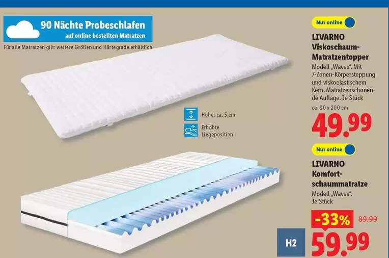 Viskoschaum-Matratzentopper, Komfortschaummatratze