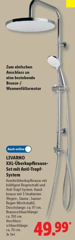 Hand - XXL-Überkopfbrause-Set mit Anti-Tropf-System