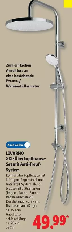 Hand - XXL-Überkopfbrause-Set mit Anti-Tropf-System