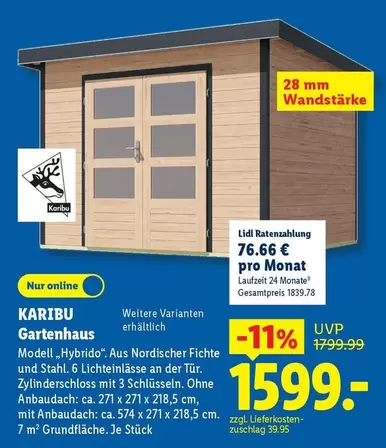 Gartenhaus Modell "Hybrido"