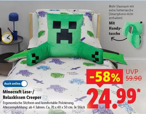 Minecraft -  Lese-/Relaxkissen Creeper
