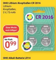 Lithium - -Knopfzellen CR 2016